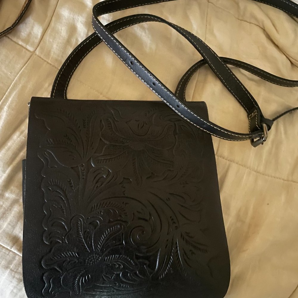 Patricia Nash Granada tooled leather crossbody bag - Black